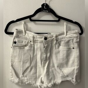 KanCan White Distressed Jean Shorts